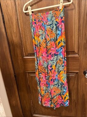 Shade & Shore Tropical Wide Leg Pants in Bright Pink, Orange, Blue